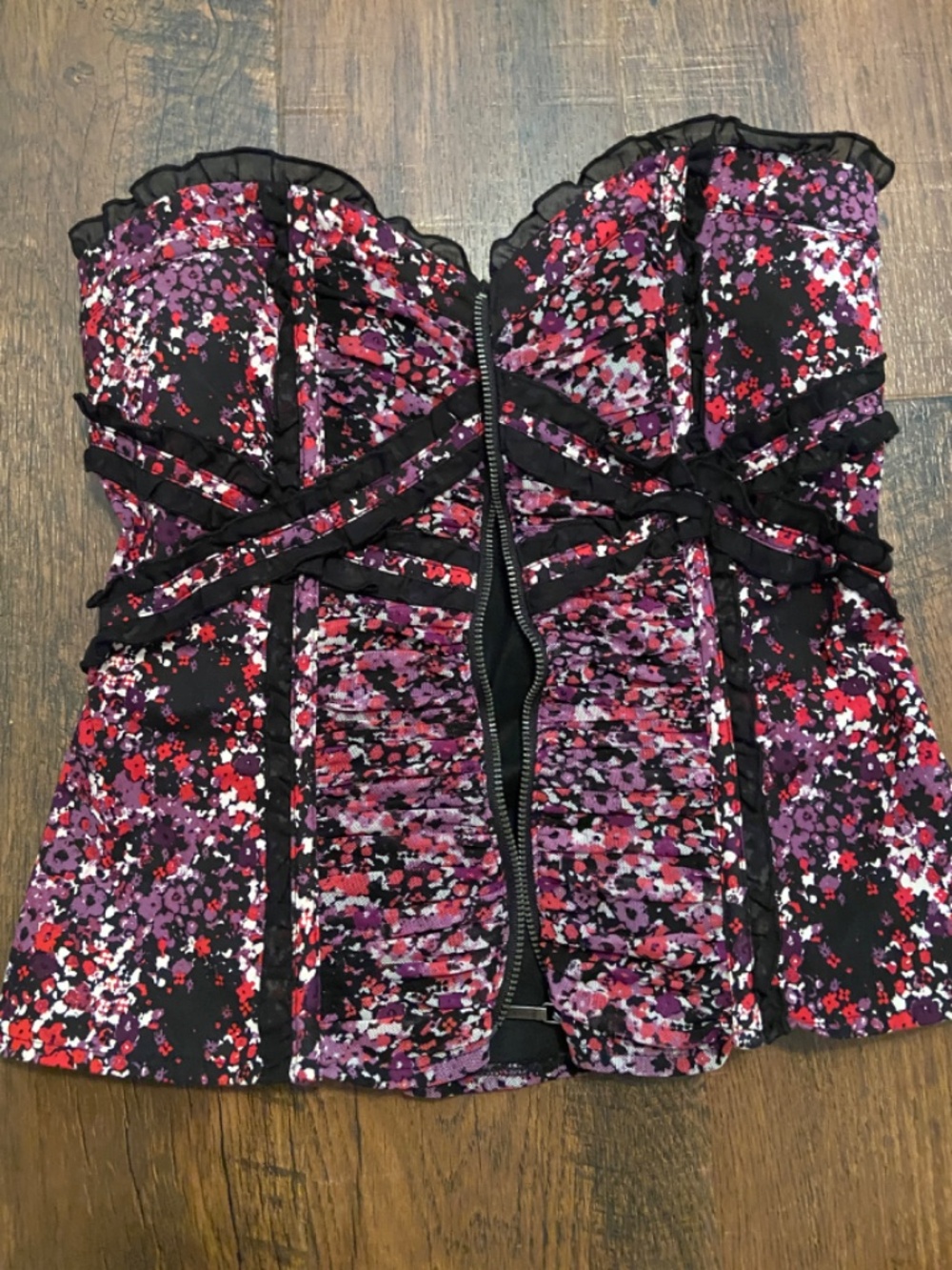 Like new! Bebe Front Zipper Top Corset  Sz S Boning Summer